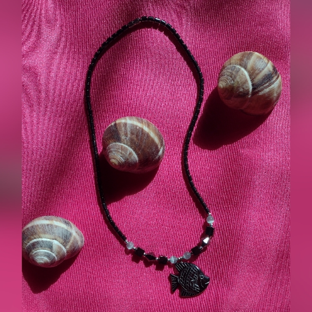 Hematite Fish Necklace